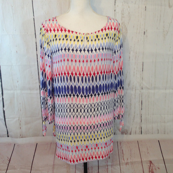 Talbots Multi Color Large Geo Print Tunic Blouse - Picture 1 of 8